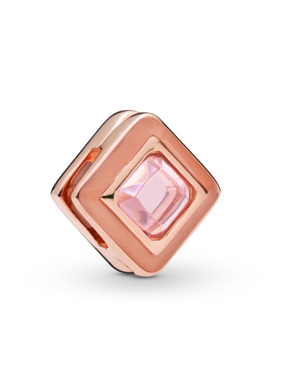 Pandora Rose Gold Pink Square Crystal Charm